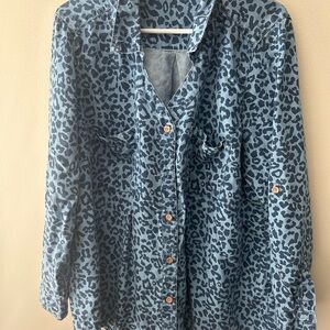 The Blossom Apparel Blue Leopard Button-Down Shirt
